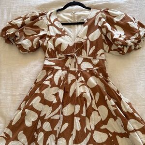 House of Harlow 1960 Linen Printed Mini Dress